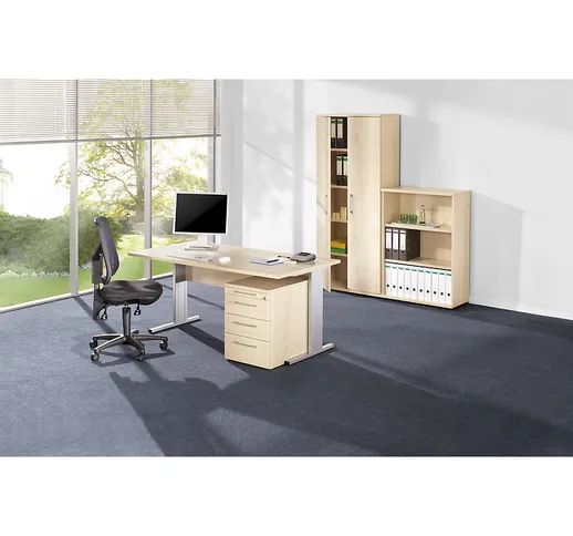 PETRA - Ufficio completo, sedia girevole per ufficio inclusa, simil-acero