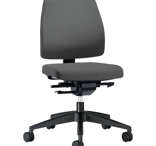 Sedia girevole per ufficio GOAL, altezza schienale 430 mm, telaio nero, con rotelle dure,...