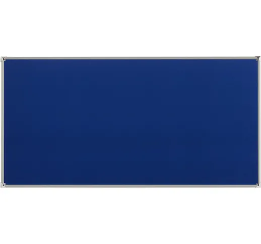  Bacheca con cornice in alluminio, tessuto, blu, largh. x alt. 2400 x 1200 mm
