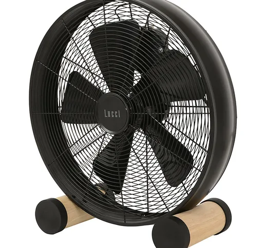 Ventilatore a piantana di design con piedini in legno, alt. x largh. x prof. 480 x 460 x 1...