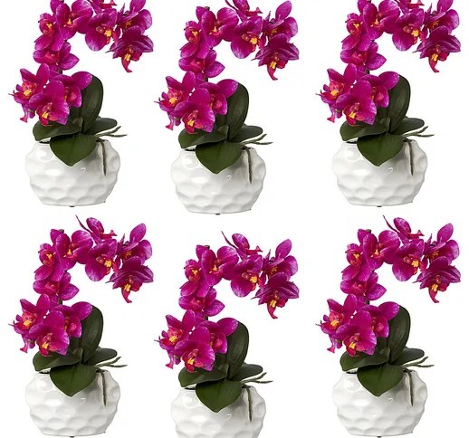 Orchidea phalaenopsis, real touch, altezza 330 mm, conf. da 6 pz., vaso di ceramica, viola