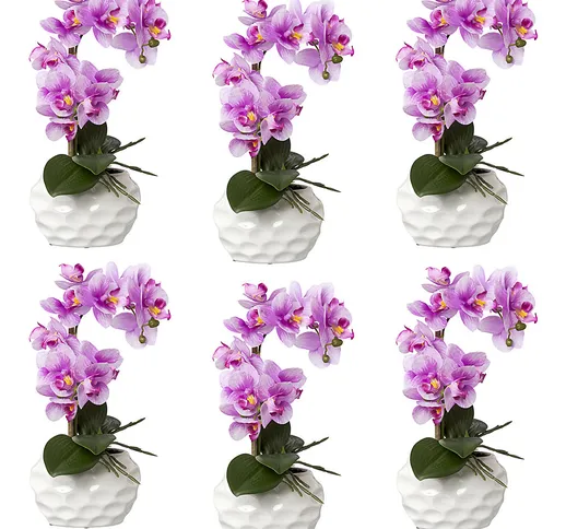 Orchidea phalaenopsis, real touch, altezza 330 mm, conf. da 6 pz., vaso di ceramica, orchi...