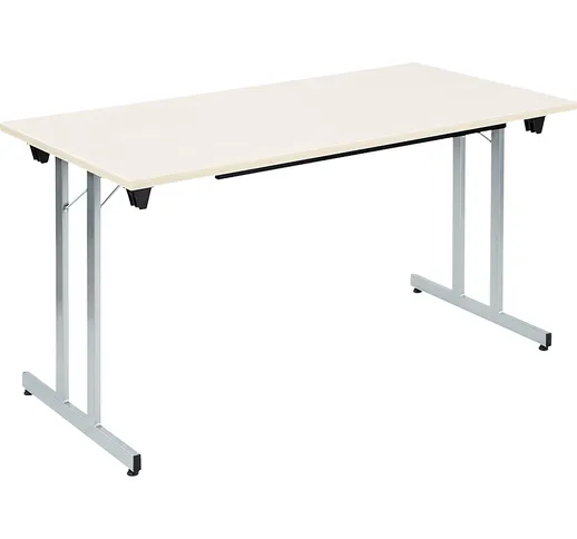 Tavolo pieghevole F25, largh. x prof. 1400 x 700 mm, piano simil-acero, telaio alluminio b...