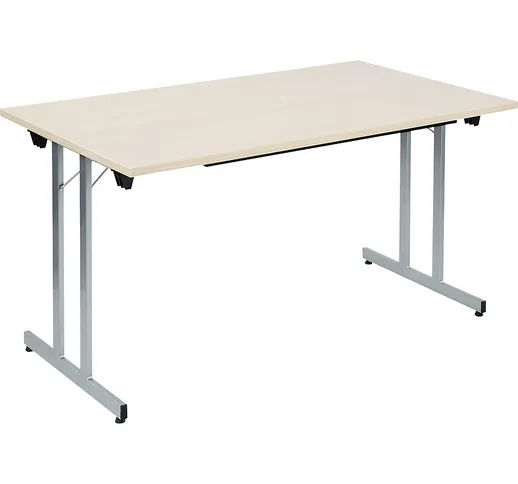 Tavolo pieghevole F25, largh. x prof. 1400 x 800 mm, piano simil-acero, telaio alluminio b...