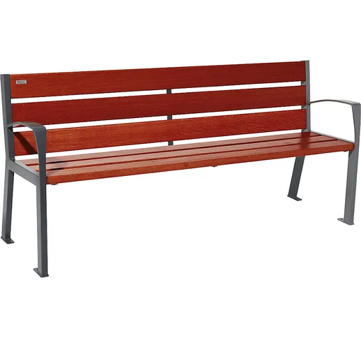  Panchina in legno SILAOS® con schienale, altezza 866 mm, lunghezza 1800 mm, grigio antrac...