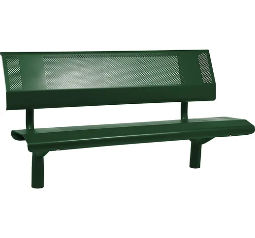  Panchina OSLO in acciaio, altezza sedile 450 mm, verde muschio, con schienale