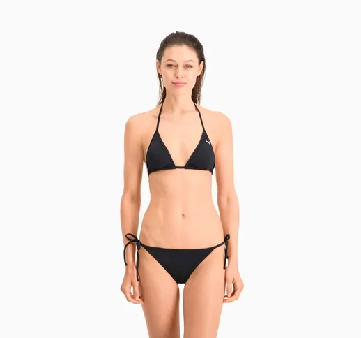 Slip bikini da donna con allacciatura laterale PUMA Swim, Nero, Taglia XL
