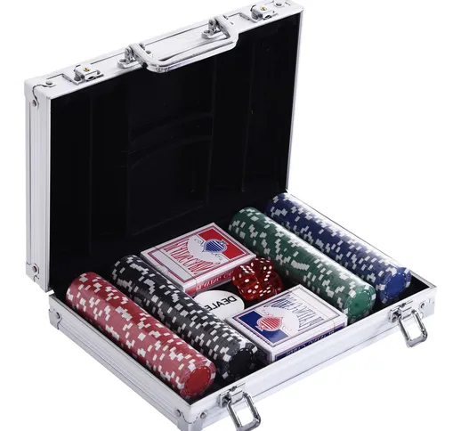  Valigetta Poker Professionale in Alluminio, Set Poker con 200 Fiches e 2 Mazzi per Texas...