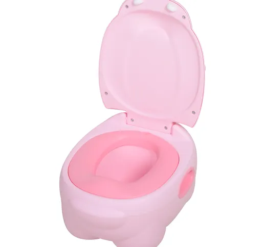 Homcom Vasino Per Bambini dai 6-48 Mesi Antiscivolo Ippopotamo Toilette per Bimbi Rosa 40...