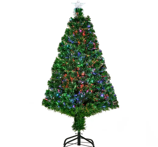  Albero di Natale a Fibre Ottiche 120cm Albero di Natale Artificiale con 16 Luci LED di 3...