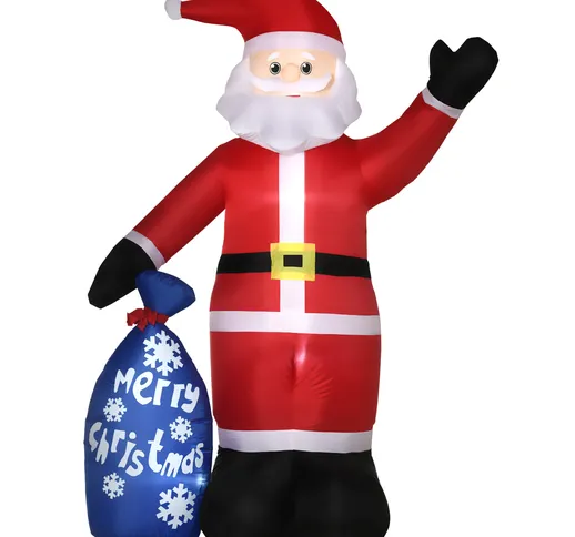   Babbo Natale Gonfiabile con Luci LED Bianche e Gonfiatore Incluso, 146x77x238 cm