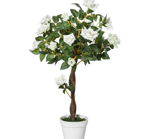  Camelia Alberello Artificiale con 21 Fiori e Vaso, Pianta Finta Interno ed Esterno Alta 9...