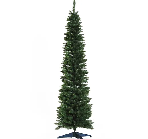  Albero di Natale Artificiale Slim 180cm con 390 Rami Supporto in Metallo