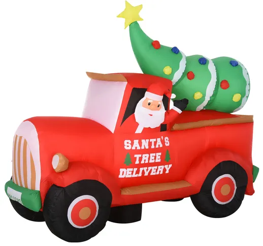  Babbo Natale su Camion Gonfiabile Gigante 180cm con Luci a LED, Impermeabile e Luminoso,...