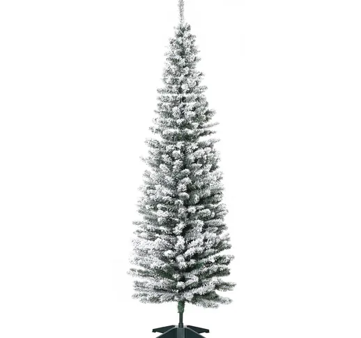  180cm Albero di Natale Pino artificiale rivestito in floccaggio bianco con rami 390, base...