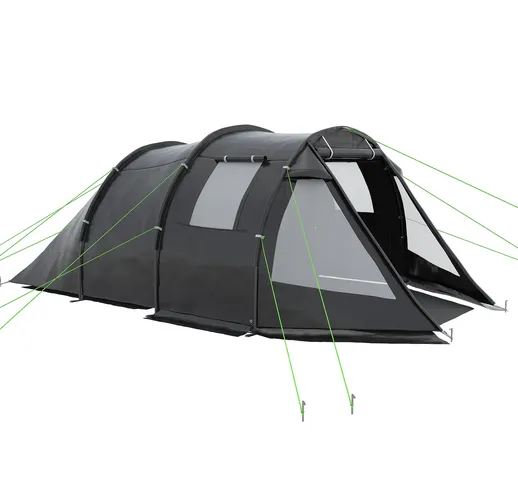  Tenda da Campeggio 3-4 persone Due stanze con Finestre, Borsa da trasporto 475x264x172cm...