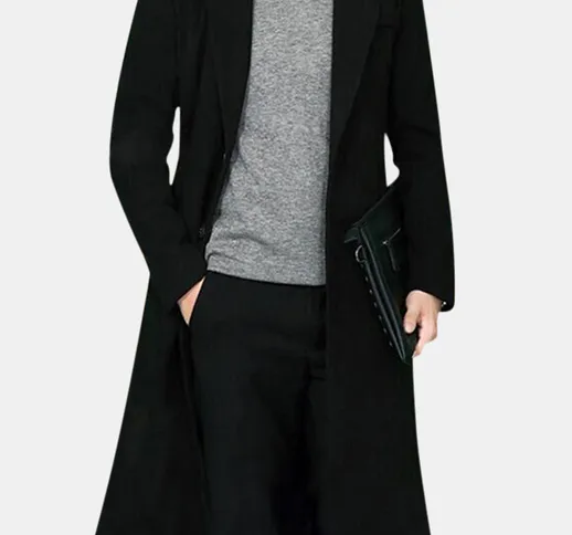 Giacca lunga da uomo in lana Sottile vestibilità comoda giacca monopetto vestita casual da...