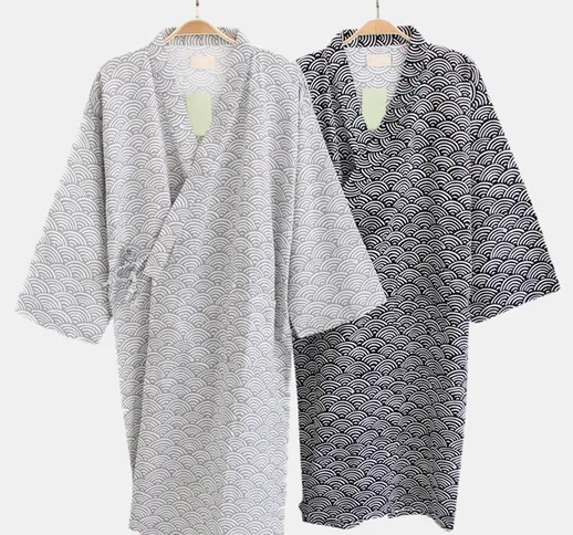 Kimono giapponese da uomo in cotone 100% traspirante Soft Vestaglie