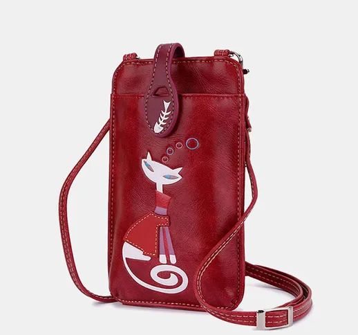 Donna Crossbody Borsa Cute Cat Modello Borsa a mano Telefono Borsa