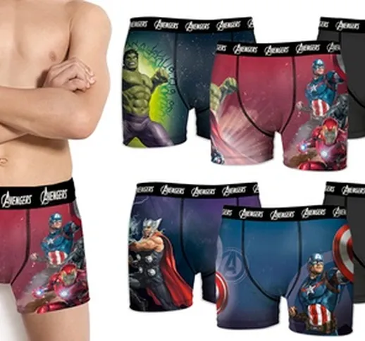 Set di 3 boxer per bambino Freegun, della collezione Avengers, disponibili in 2 modelli e...