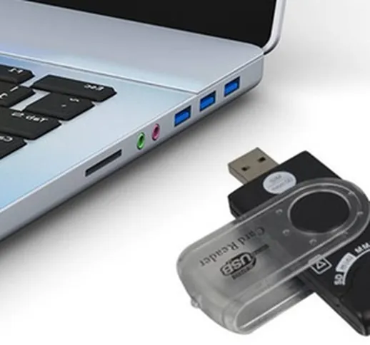 Chiave USB compatibile con 14 formati tra cui le carte SIM e varie schede di memoria, con...