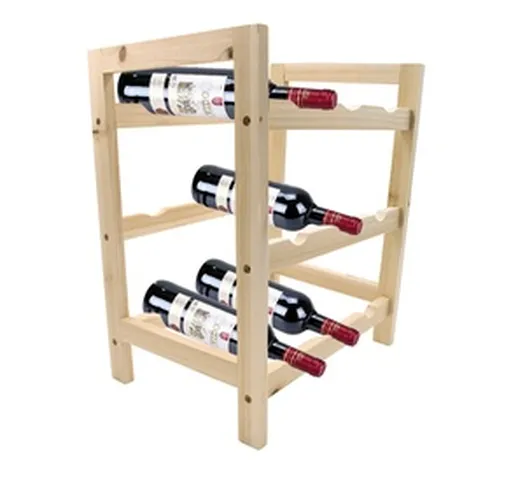 Espositore per bottiglie di vino da 9 posti in legno chiaro con spedizione gratuita