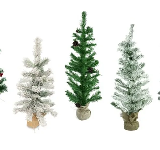 Albero di Natale artificiale con base in juta disponibile in 5 modelli