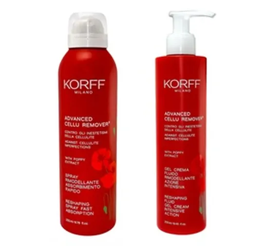 1 o 2 prodotti rimodellanti contro la cellulite Korff disponibili in formato spray o gel d...