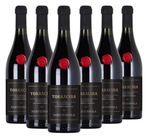 6 o 12 bottiglie da 750 ml di vino rosso DOC Nero d'Avola Torracina, ottenuto da uve legge...