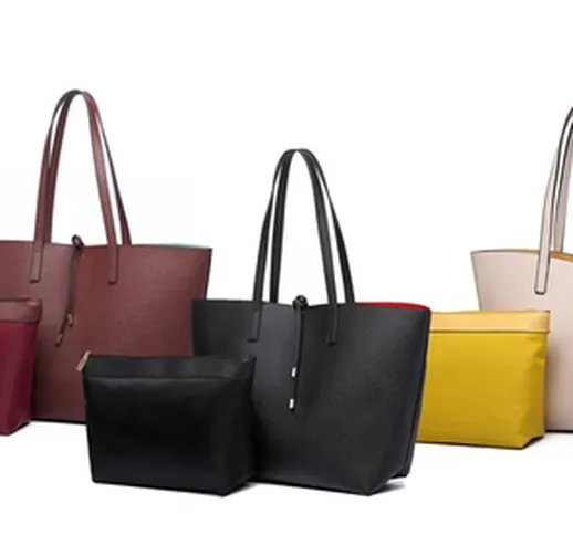 Doppia borsa reversibile da donna, disponibile in 4 colori