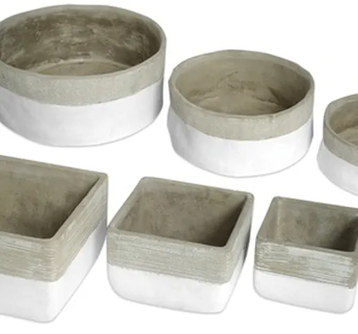 Set di 3 vasi realizzati in cemento disponibile in 2 modelli