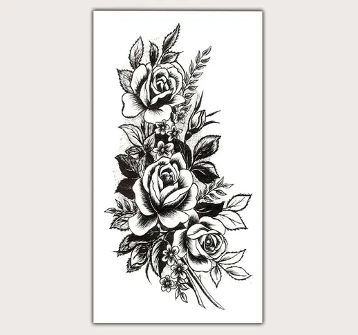 Adesivo tatuaggio con motivo fiore 1 foglio