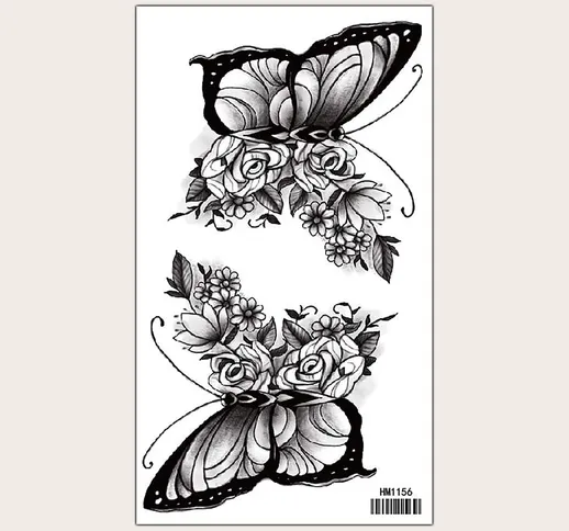 Adesivo di tatuaggio con motivo farfalla & fiore