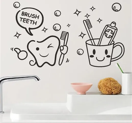 Adesivo murale con stampa tazza per spazzolino da denti