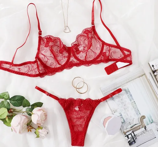 Set biancheria intima in tulle con ricamo