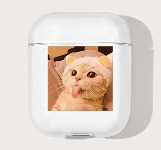 Custodia per AirPods trasparente con motivo gatto