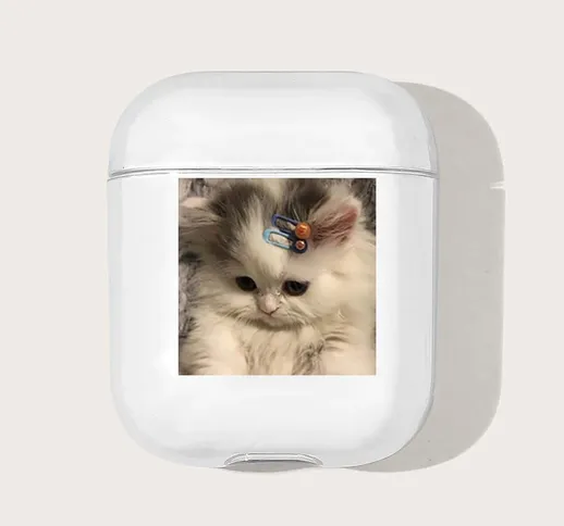 Custodia per Airpods trasparente con gatto