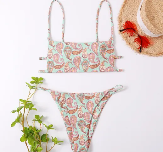 Costume da bagno bikini perizoma con stampa paisley