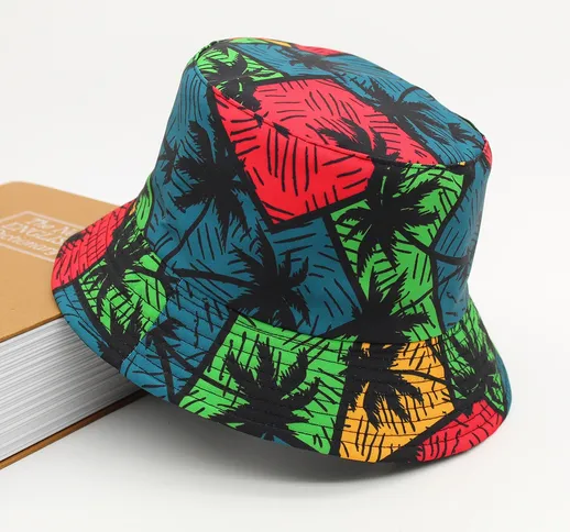 Cappello a secchiello reversibile con stampa albero per uomo