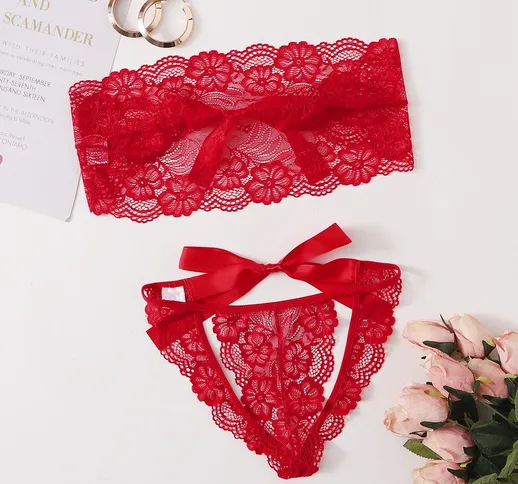 Set biancheria intima bandeau in pizzo floreale