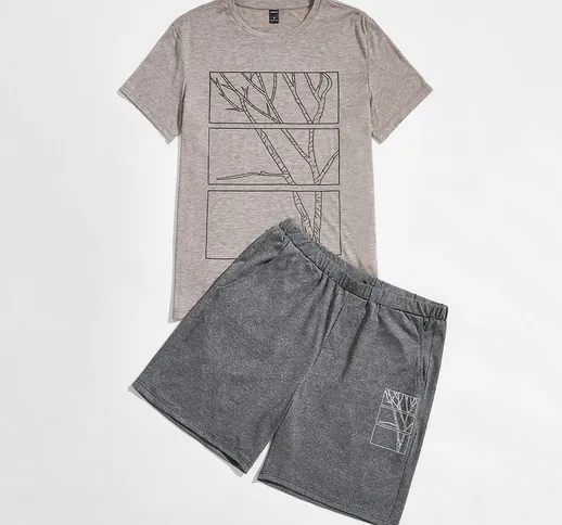 Set pigiama shorts e maglietta con stampa albero