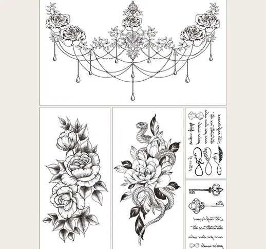 5 pezzi adesivo del tatuaggio con motivo fiore