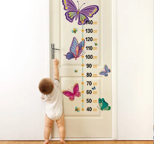 Adesivo murale con la misurazione dell'altezza con farfalla per bambini