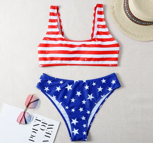 Bikini con stampa bandiera americana