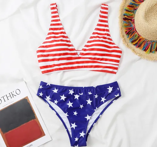 Bikini con stampa bandiera americana