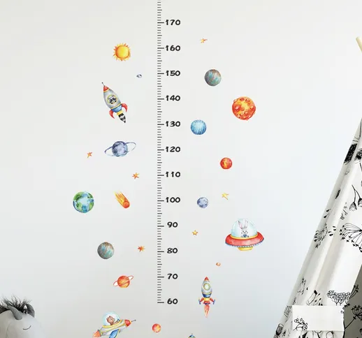 Adesivo da parete per la misurazione dell'altezza dei bambini con stampa razzo
