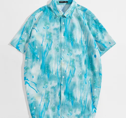 Camicia tie dye con spruzzo di vernice con bottone