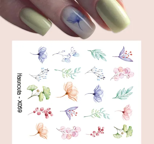 1 foglio Adesivo per unghie arte acquerello fiore