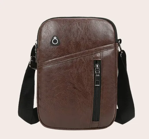 Borsa a tracolla minimalista con zip per uomo