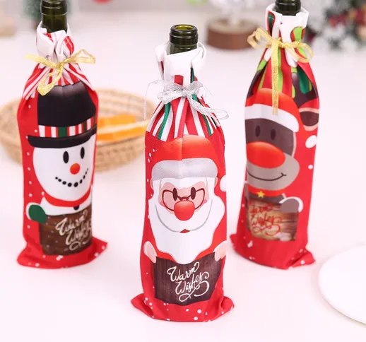 3 pezzi copertina Natale con slogan grafico per bottiglia di vino
